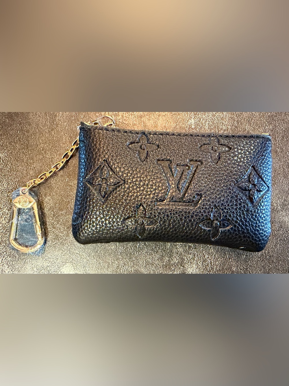 Louis Vuitton Black Monogram Embossed Pouch Keychain